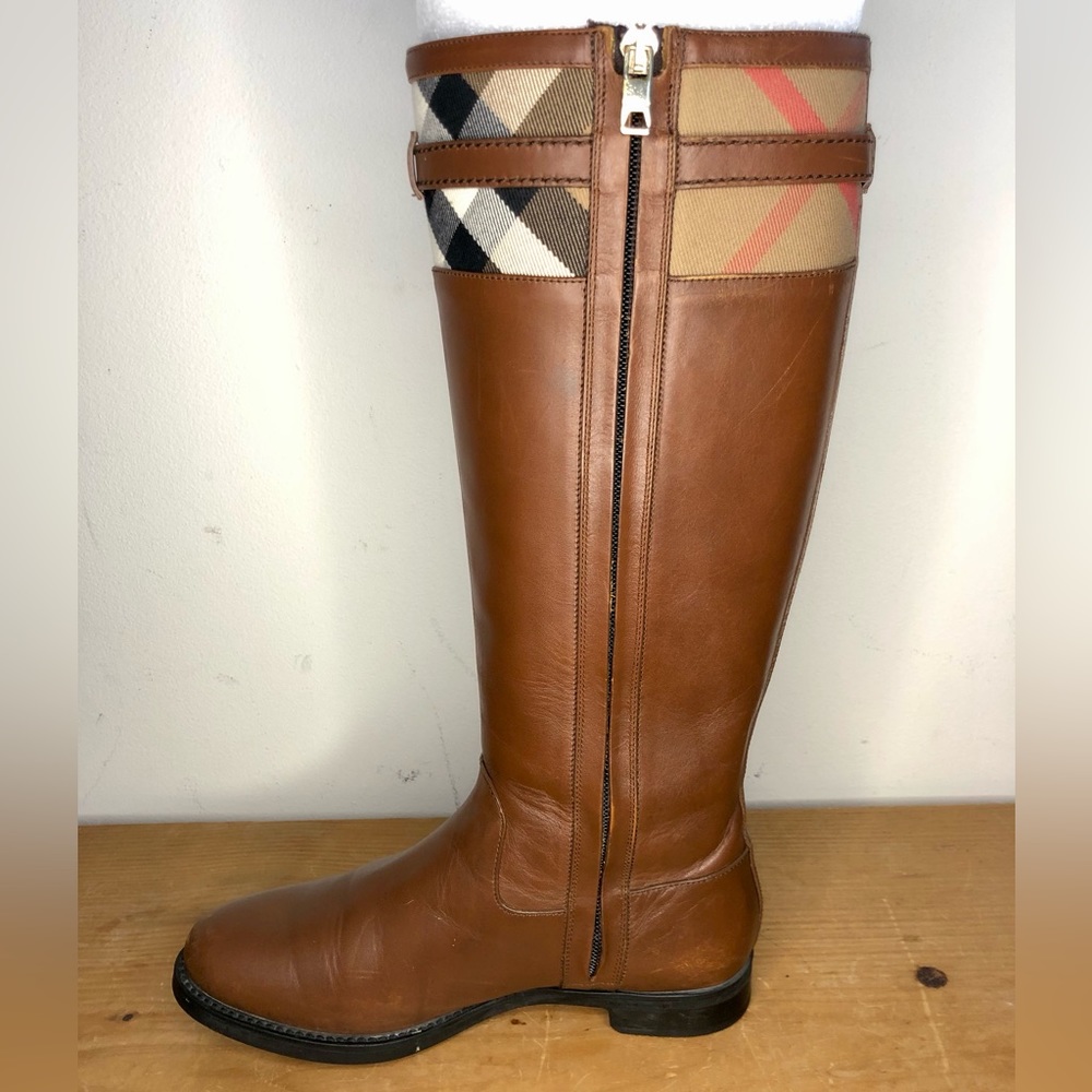 Burberry Dougal Check Trim Riding Boot Size 6.5 - Picture 4 of 13